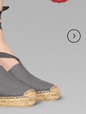 Gray Canvas Espadrille Wedges with Ankle Wrap